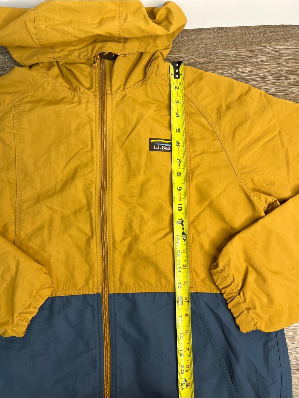 L.L.Bean Colorblock Hooded Windbreaker Jacket Tan Blue Lightweight Men’s M - Picture 9 of 11